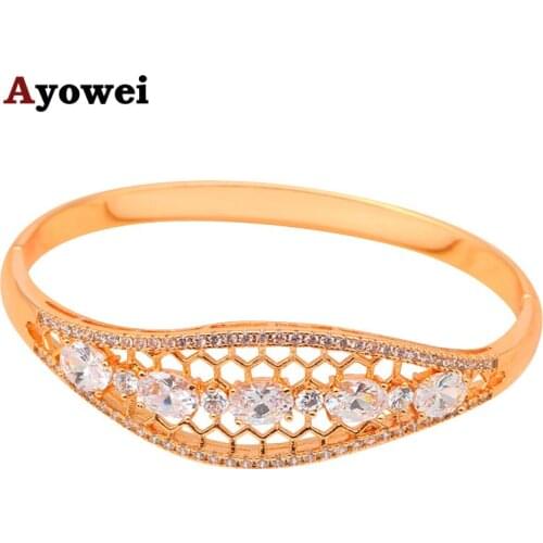 Bangles for women New arrival product Hot selling online White Crystal Gold color fashion jewelry TB601A