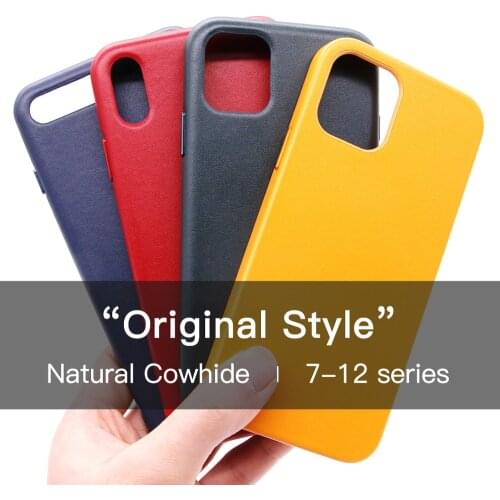 Genuine Leather Case for iPhone 12 Pro Max 11 Xs Max mini 7 8 Plus X Xr Official Style Original Luxury Cow Magnet Phone Cases