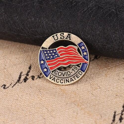 American Flag Enamel Pin Medical Lapel Pin Round Metal Brooch Badge Ornament Gift To Doctors and Nurses Custom Wholesale Flag