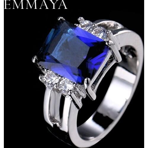 EMMAYA 2017 Eternal Blue Crystal Jewelry Wedding Ring Clear color Fashion Rings for Women Free Shipping Jewelry