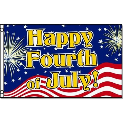 HAPPY Fourth OF July Flag 3x5FT banner 100D 150X90CM Polyester brass grommets custom flag