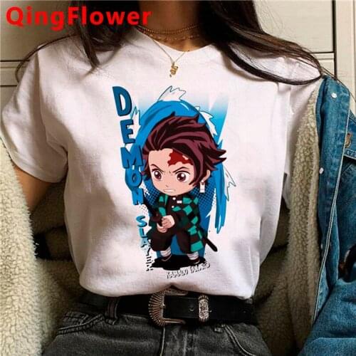 Demon Slayer Kimetsu No Yaiba t shirt t-shirt female couple white t shirt tumblr aesthetic t-shirt summer top harajuku kawaii