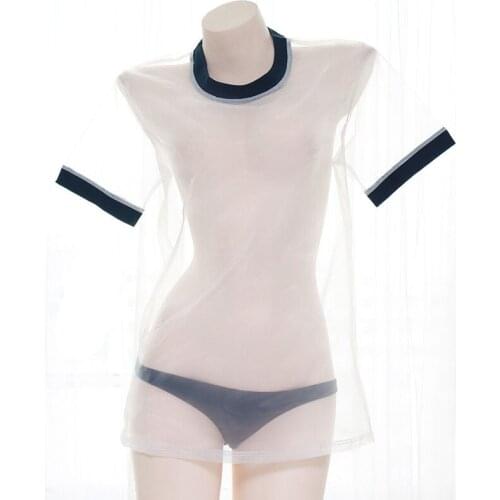 Hot Erotic Sexy Gym Uniform Cosplay Costumes Organza Sheer Anime Lingerie Panty Clubwear Halloween Costume Set