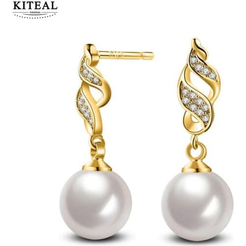 KITEAL Trendy Gentlewoman earring crystal round bead pink 27mm*10mm pearl jewelry boucle doreille femme horloge