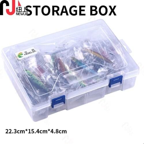 NEWUP Multifunctional Organized 2 Big Compartments 2-Layer Transparent Visible Plastic Fishing Lure Box Pesca Fishing Tools