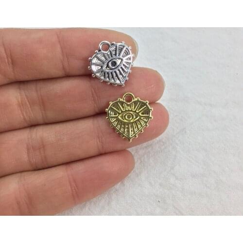 Eruifa Pretty 20pcs 15mm Heart Eye Zinc alloy charms Wholesales necklace,earring bracelet jewelry DIY handmade 2 colors