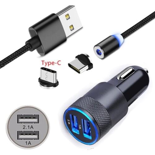 Magnetic Type C Cable USB Car charger For Samsung galaxy A60 A40 A20E M30S S8 Note 10 Pro Xiaomi A3 lite Mi 9 9T Redmi 8 Note 7