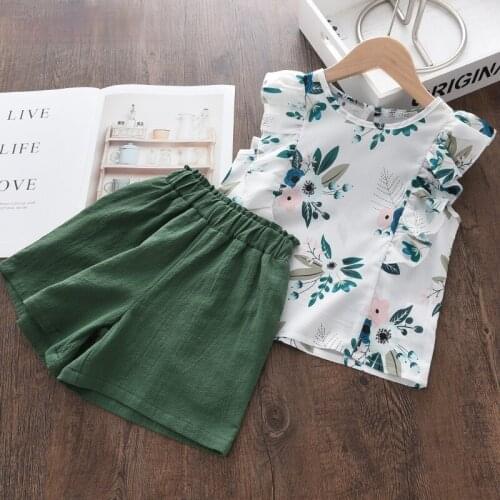 Melario Baby Girls Casual Clothing Sets 2021 Summer Baby Fashion Ruffles Floral Vest and Shorts Outfits Kids Cute Clothes