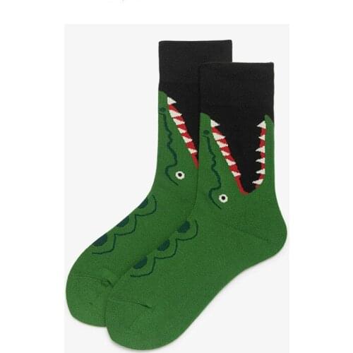 2020 Men and Women Sports Cotton Jacquard Crocodile Mouth Pattern Long Socks Couple Korean Funny Ins Style Wholesale