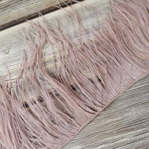 Wholesale 1 Meter Leather pink Ostrich Feather Trim trimming Height 15-18 cm for crafts Wedding Dress Clothing Sewing Accessory