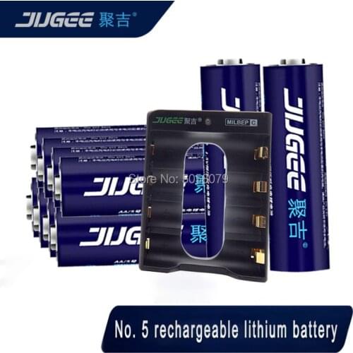 JUGEE 12pcs 1.5v 3000mWh AA rechargeable Li-polymer li-ion polymer lithium battery +1 USB Charger good as kentli