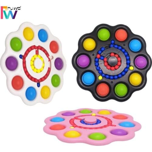 PUWEI Fidget Toys Fingertip Spinner Gyro Push Bubble Magic Bean 2 In 1 Adult Relief Stress Tool Children Educational Toys Gifts