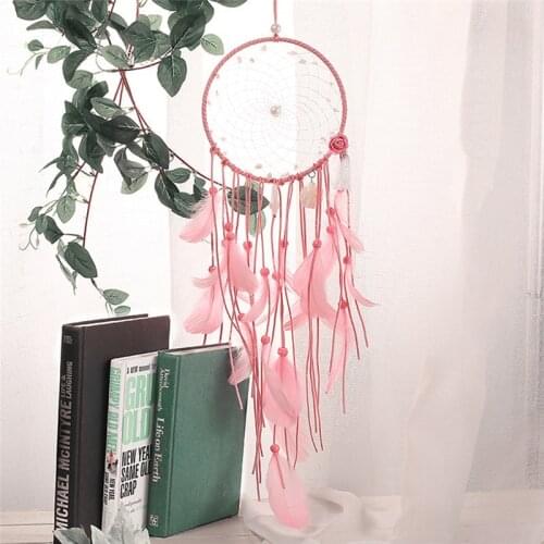 Pink Pearl Dreamcatcher Fashion Gift India Handmade Wind Chimes Hanging Pendant Dream Catcher Home Wall Art Decorations