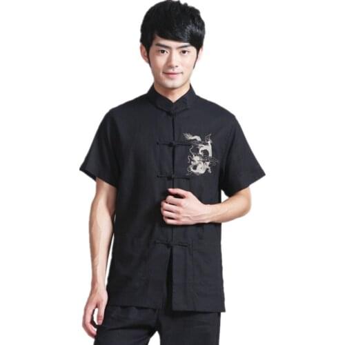 Shanghai Story Kungfu shirt Linen tai chi shirt Dragon Chinese Traditional clothing Tang suit Kungfu shirt 4 color