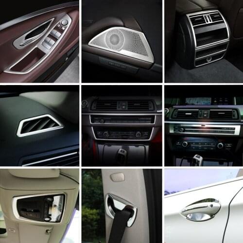 Car Styling interior Buttons panel frame Decoration Covers Trim Stickers For BMW 5 Series F10 stainless steel Auto Accessories