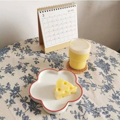 Japanese Flower 6.5-Inch Fresh Ceramic Creative Dessert Cake Western Food Plate Home Dumpling Noodle Dish