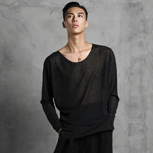 Latin Dance Tops Male Round Neck Loose Shirts Men Latin Dance Practice Clothing Cha Cha Rumba Samba Dancing Stage Wear DNV13781