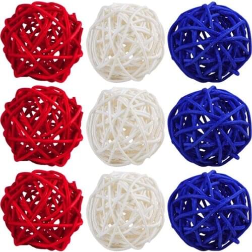 Balls Decorations, 4Th of July Rattan Balls Decorative for Home Decor DIY Vase Bowl Filler Ornament Table Decorations