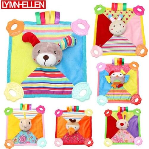 22cm Appease Towel Infant Molars Gutta Cute Animal Cartoon Doll Baby Comforting Blanket Super Soft Square Label Plush Toys