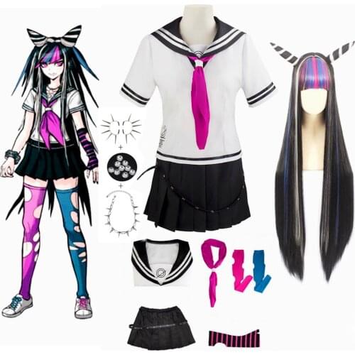 High Quality Super DanganRonpa 2 Mioda Ibuki Cosplay Costume Full Set Tops Skirt Sock Scarf Sailor Uniform Jk Uniform