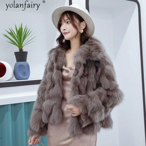 YOLANFAIRY Real Fox Fur Coat Female Korean Winter Jacket Women 2021 Coats and Jackets Women Clothes Manteau Femme Hiver KJ6476