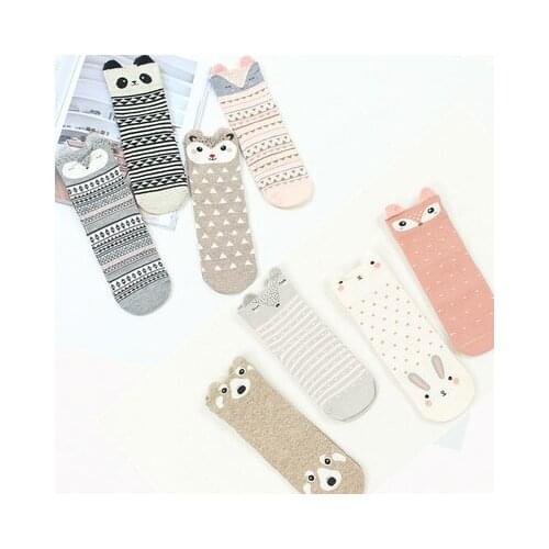 Women socks cute kawaii cotton lovely soft sock breathable sweat-absorbing ankle women girls casual long cartoon socks
