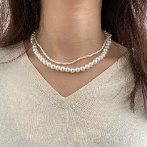 Modyle Big Pearl Choker Necklace For Women Fashion Summer White Imitation Pearl Necklaces 2021 Trend Elegant Wedding Jewelry