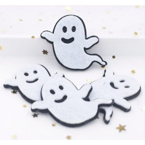 10Pcs Lovely Hallowmas Ghost Appliques Non-woven Fabric Padded Felt Patches for Halloween costumes Props Decor Accessories F79