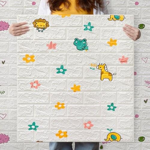 10Piece Cartoon 3D Wall Sticker Self Adhesive Wallpaper Foam Brick For Kids Childrens Room Decoration 70*77cm