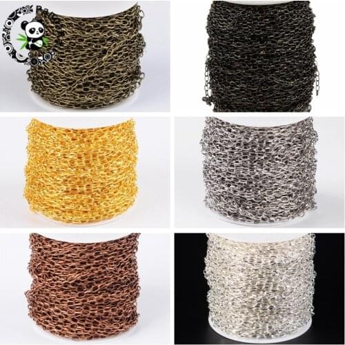 100m/roll Multi Color Multi Size Iron Cross Chains Cable Chains with Spool for DIY Jewelry Bracelet Necklace