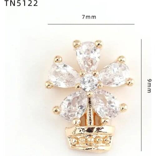 5pcs/lot flower TN5122 Alloy Zircon Nail Art Crystals nail jewelry Rhinestone nails accessories supplies nail decorations charms