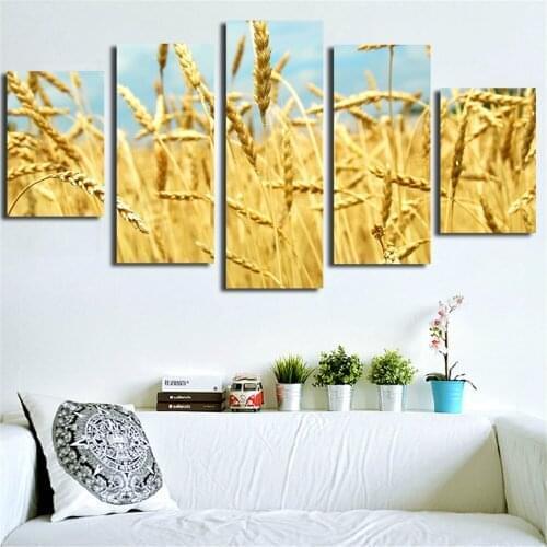 Frameless Canvas Painting Golden Grain Oil Painting Modern Modular Picture Wall Print Poster Wall Sticker Home Decoration 5pcs