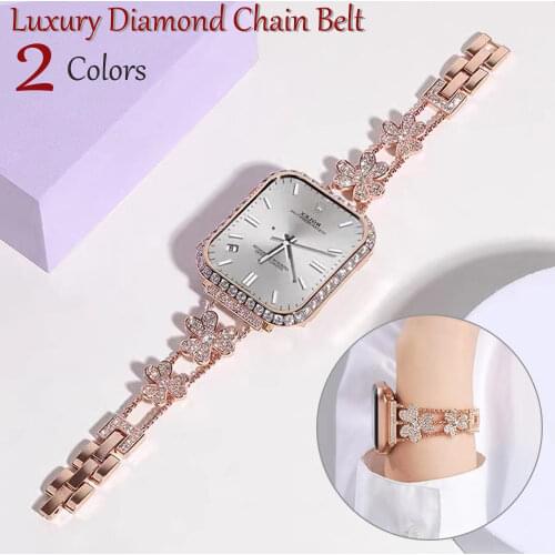 Woman Fashion Metal Diamond Bracelet for Apple Watch Band 44mm 42mm iwatch SE 6 5 4 3 2 1 38mm 40mm Stainless Steel Wrist Strap