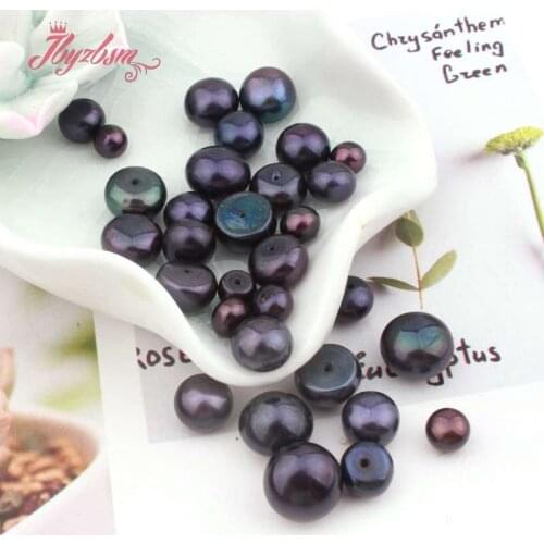 Half Drilling Black Freshwater Pearl 3A Grade Button Beads Natural Stone Beads For Yourself DIY Earring Jewelry Fashion 5 Pair