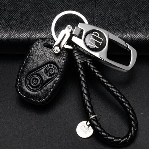 2 Buttons Leather Car Key Cover Shell FOB For Honda CIVIC JAZZ Pilot Accord CR-V Key Case For Car Styling interior Accessories