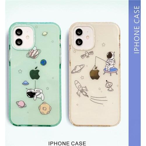 Candy Mint Color Astronaut Case for iPhone 12 Pro Max Back Phone Cover for 12 Mini 11 Pro Max X XS XR 8 7 Plus SE 2020 Capa