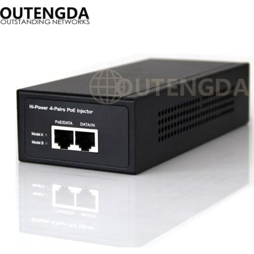 1000Mbps Gigabit Hi-Power 4-Pairs PoE Injector 54V 60W Power Over Ethernet Supply 56V 65W Auto AF AT