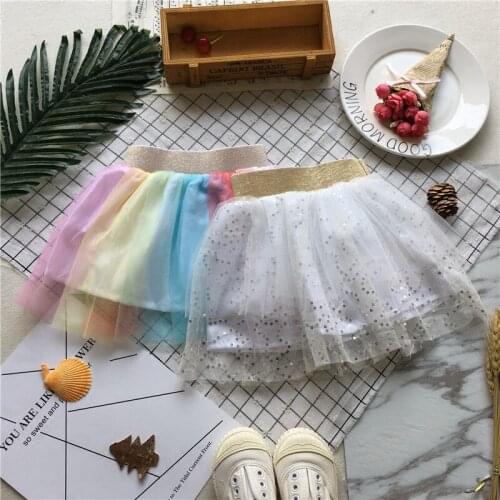 Tonytaobaby Summer Wear New Style Baby Girls Color Gauze Skirt White Sequin Princess Skirt