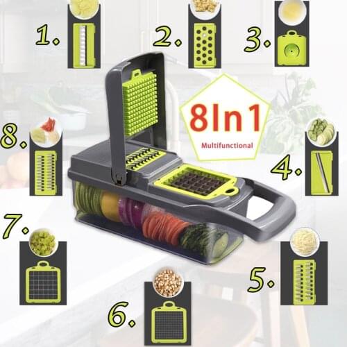 Multifunctional Vegetable Cutter Fruit Slicer Grater Shredders Drain Basket Slicers 8 In 1 Gadgets Kitchen Accessories