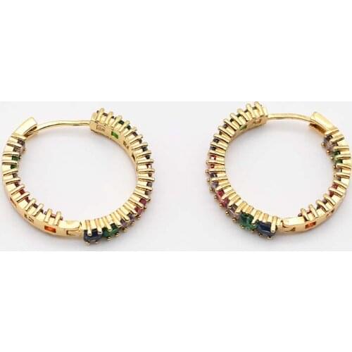 26mm Fashion earrings are inlaid with colorful zircon and round wide earrings