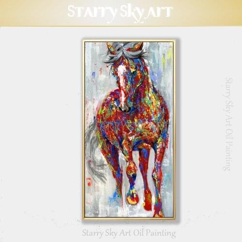 Fashion Wall Art Handmade Modern Animal Horse Knife Painting on Canvas Modern Abstract Horse Acrylic Painting for Living Room