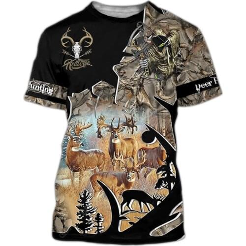 2021 New Hunter 3D Print T-Shirt Mens womens Outdoor Sports Hunting Popular Deer Hunting Short Sleeve Oversize Drop ship