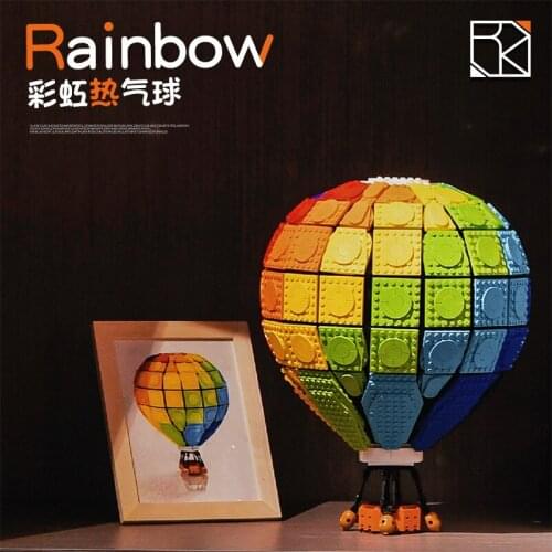 New C002 Ideas Creative Series The Rainbow Balloon Model Colorful Hot Air Balloon Building Blocks Bricks Toys Kids Gifts