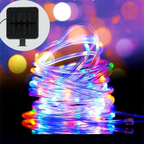 Upgraded Solar LED String Light PVC Tube Outdoor Waterproof String for Party Yard Garland Lamp Garden Decoration String Light