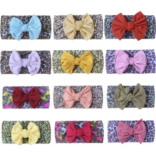 Leopard Solid Color Headband Hair Bows Animal Print 2021 Hot-sale Trendy Hair Accessories for Girls Headwrap Elastic Hair Band