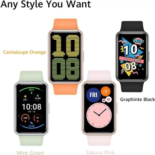 Global Version HUAWEI Watch FIT SmartWatch Quick-Workout Animations Blood Oxygen Watch FIT 10 Days Battery Life Watch F