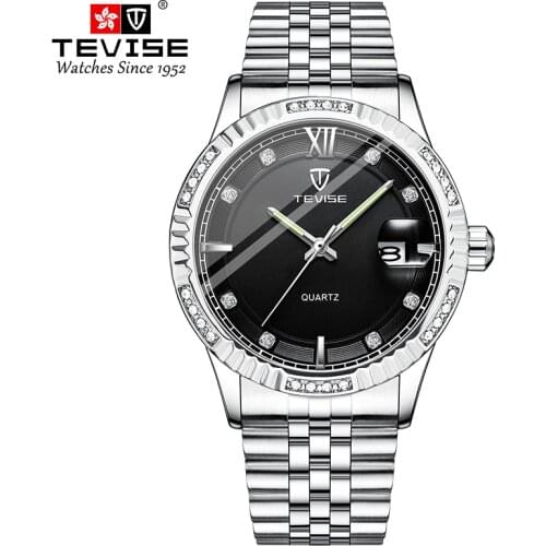 [Dropshipping] New TEVISE Wrist Watches for Men, Casual Business Mens Watch Zircon Scale, Luminous Date Mens Quartz Watch