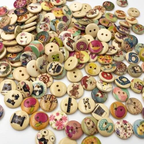 100PCs 2 Holes Mixed Flower Buttons for Needlework Craft Scrapbooking DIY Sewing Decorative Childrens Button Clothing WB526