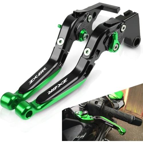 For Kawasaki ZX6R 2000 2001 2002 2003 2004 Motorcycle Adjustable foldable Levers Brake Clutch Levers Handlebar Hand Grips ends