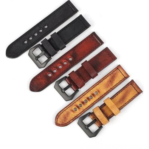 Vintage Genuine Leather Leather Watchband 20mm 22mm 24mm Sewing Real Leather Watch Band Grain Strap Bracelet for Tissot Seiko